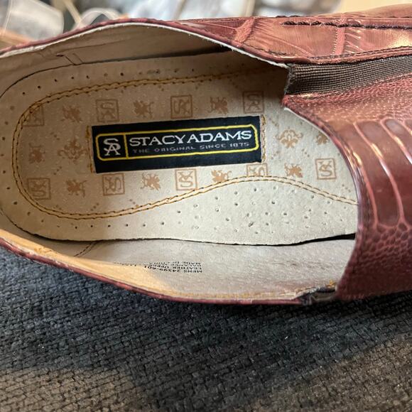 Stacy Adams Croc Embossed Slip On Mens Dress Shoes Size 11 brown Leather Loafers - Picture 3 of 14